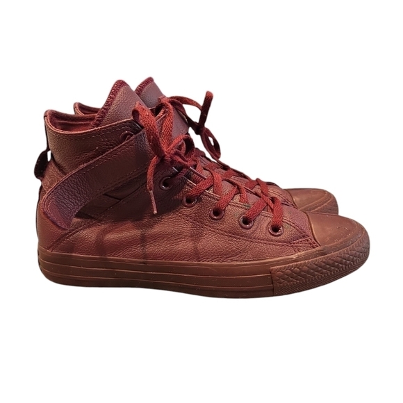 CONVERSE ALL-STAR BREA MAROON HI- TOP SNEAKERS WITH STRAP. SIZE 8 - Picture 2 of 11